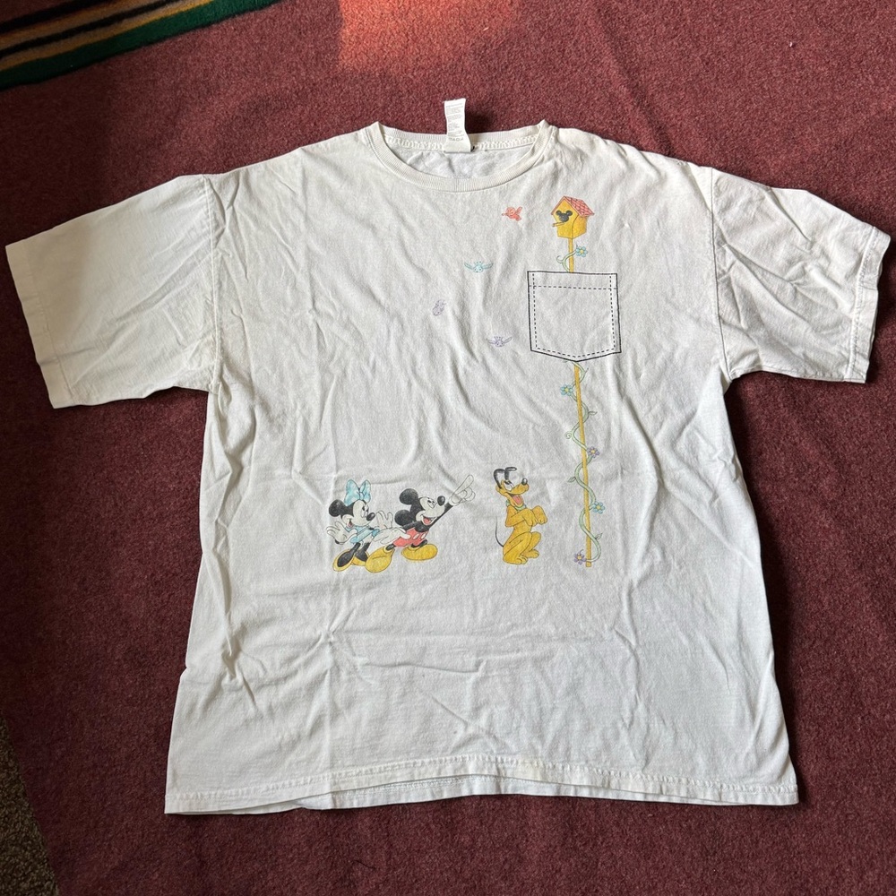 Vintage 90s Disney White Tee Mickey Minnie and Pluto Jerry Leigh Tee